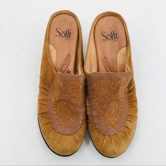 Sofft Embroidered Leather upper clogs size 8USA - Picture 3 of 4